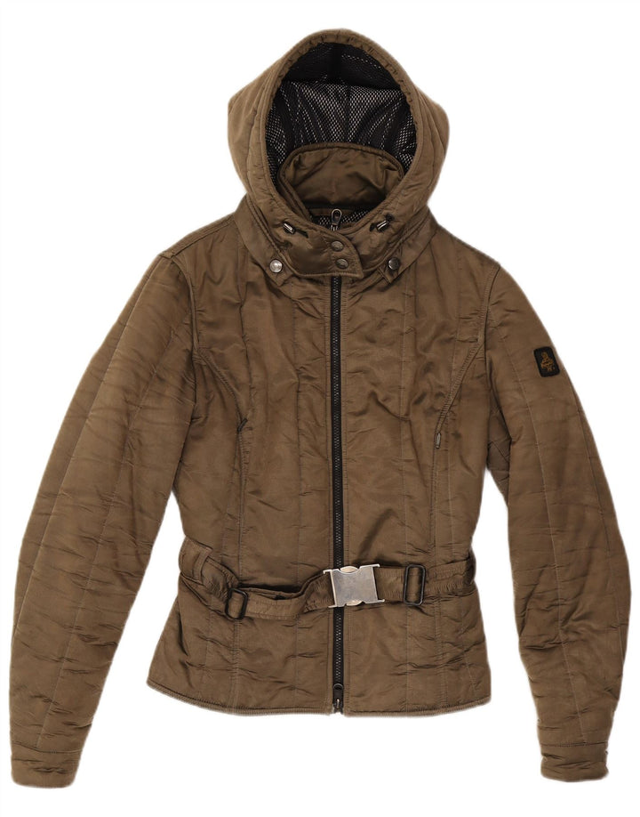 Damska pikowana kurtka z kapturem Refrigiwear UK 14 Średni brązowy poliamid