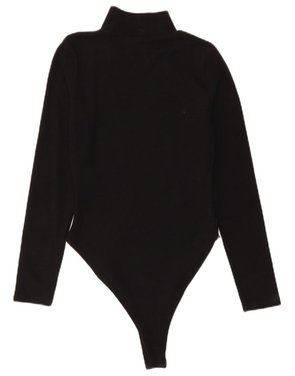 ZARA Womens Long Sleeve Bodysuit UK 12 Medium Black Polyester