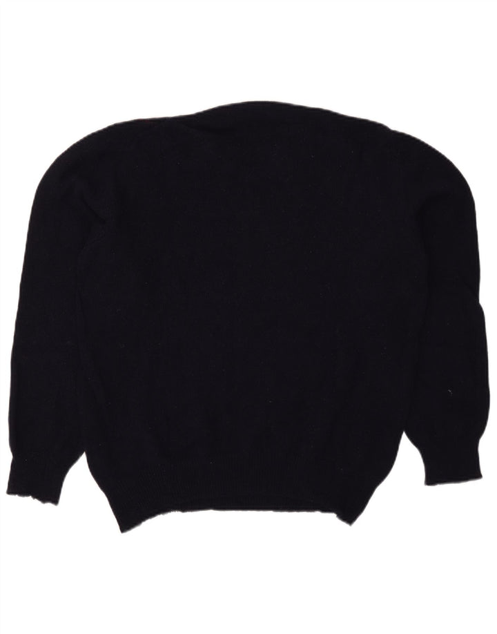 Vintage męski sweter z okrągłym dekoltem, duży granatowy Argyle/diament