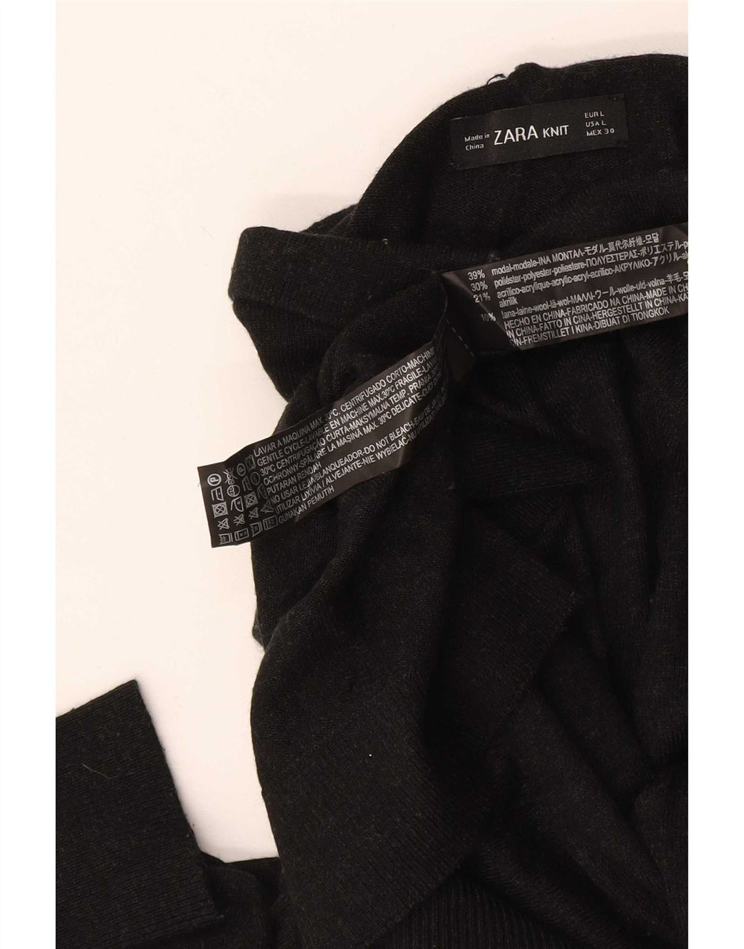 Sweter damski Zara z golfem UK 14, duży, czarny, modal