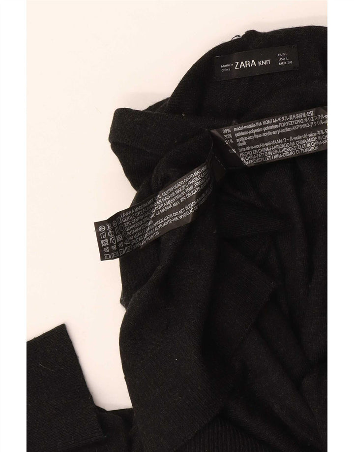 Sweter damski Zara z golfem UK 14, duży, czarny, modal