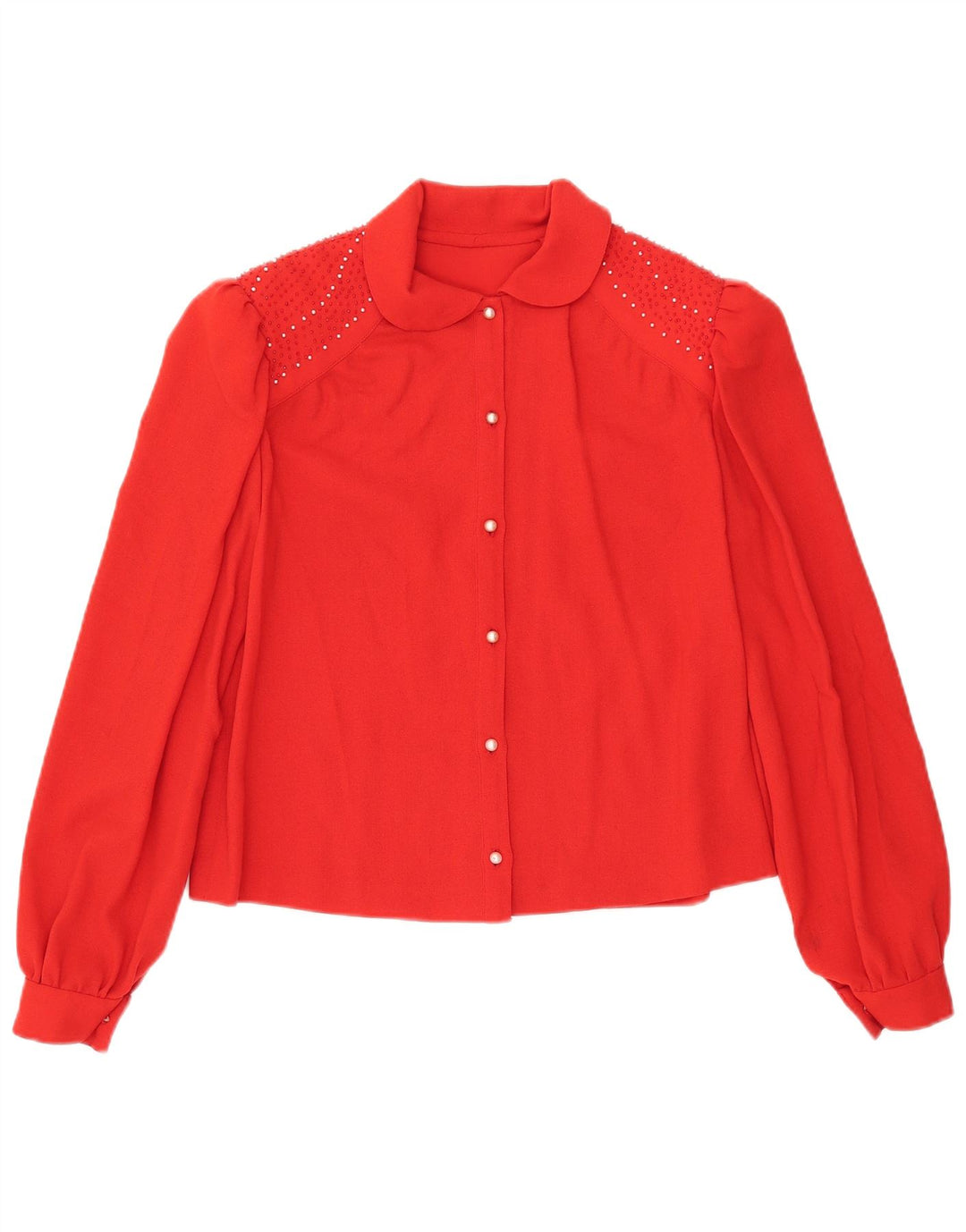 Damska bluzka koszulowa VINTAGE UK 12, średnia czerwień