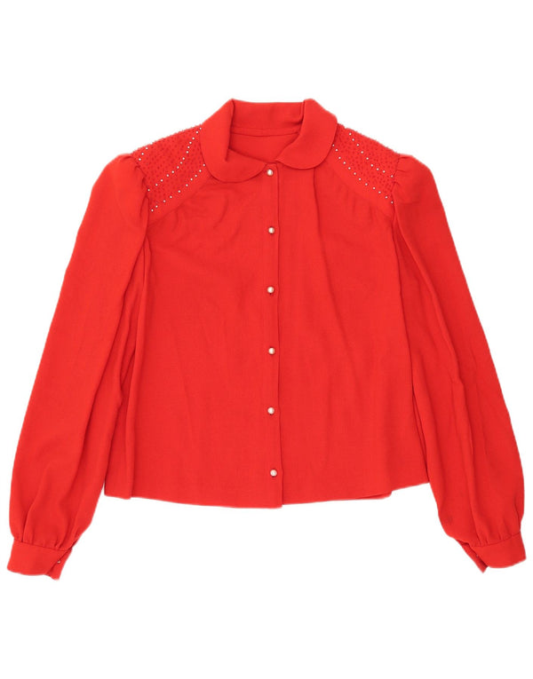 Damska bluzka koszulowa VINTAGE UK 12, średnia czerwień