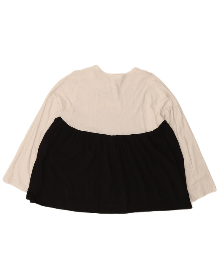Damski top oversize z długim rękawem Zara UK 14, średni biały, blok kolorów