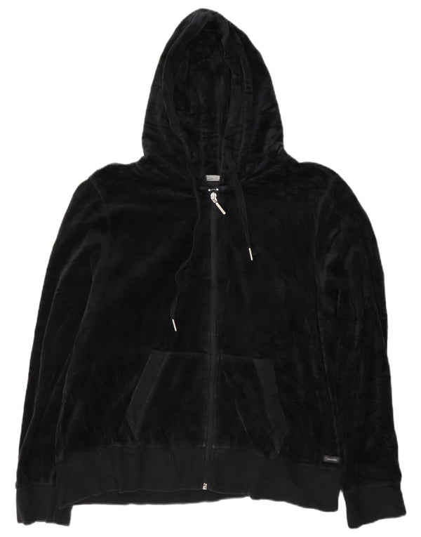Damski sweter Calvin Klein z kapturem i zamkiem błyskawicznym UK 18 XL, czarny, bawełniany