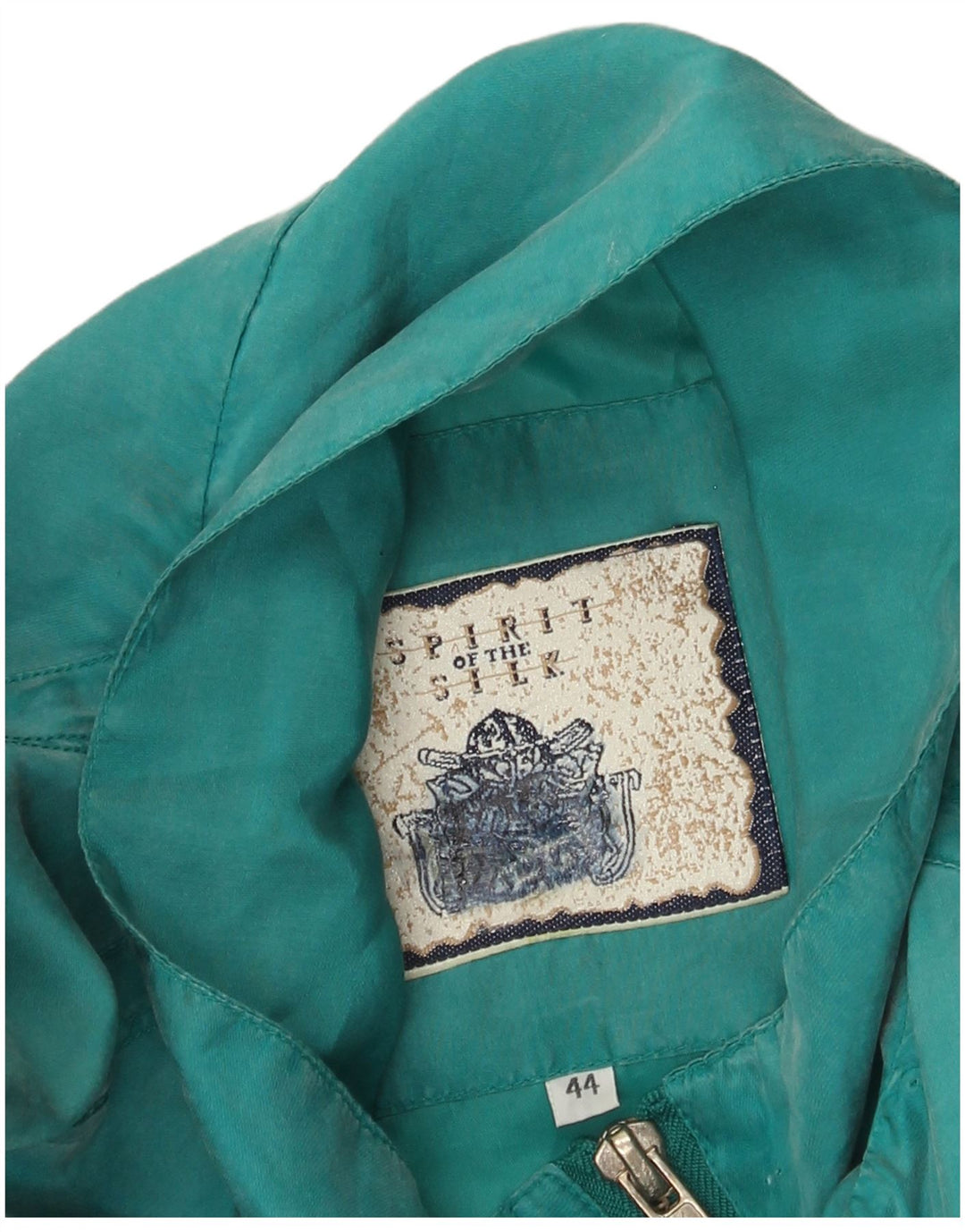 Płaszcz damski w stylu vintage IT 44 Średni turkusowy jedwab