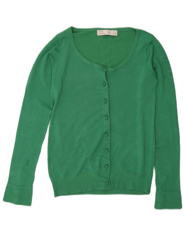 Sweter damski Zara Cardigan UK 12 Średni zielony sztuczny jedwab