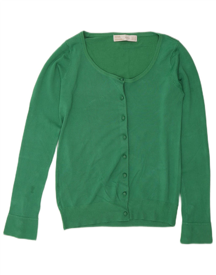 Sweter damski Zara Cardigan UK 12 Średni zielony sztuczny jedwab