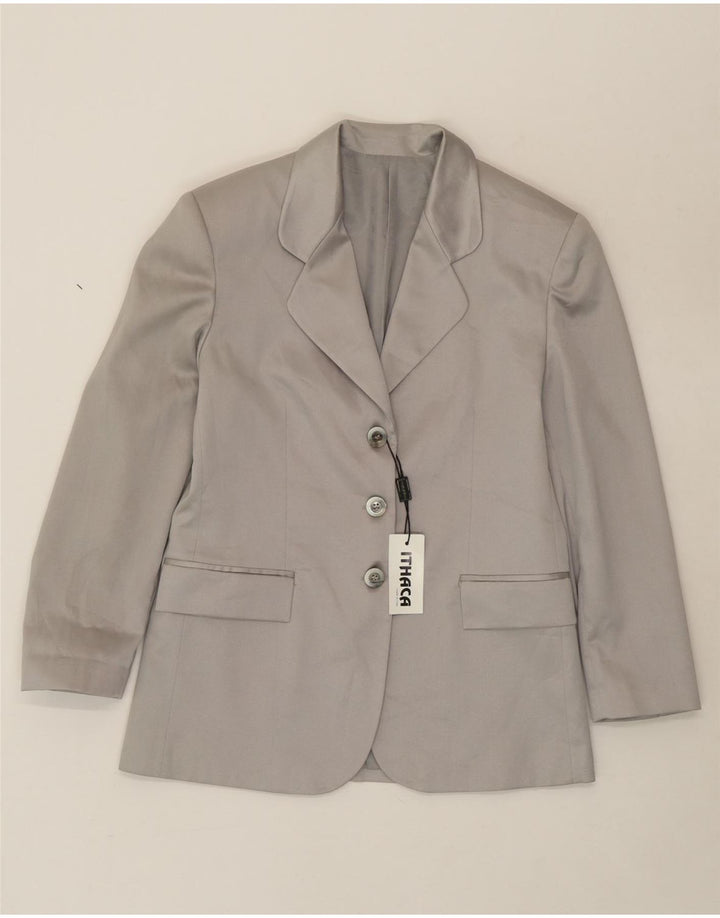 ITHACA Womens 3 Button Blazer Jacket IT 42 Medium Grey Vintage Ithaca and Second-Hand Ithaca from Messina Hembry 