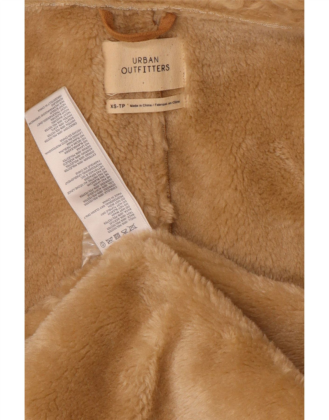 Płaszcz damski typu Sherpa URBAN OUTFITTERS UK 6 XS, beżowy poliester