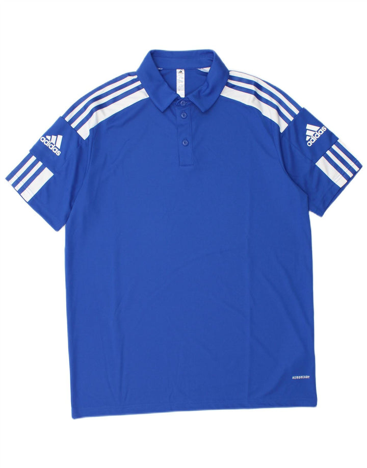 Męska koszulka polo Adidas Aeroready Graphic, średni niebieski poliester
