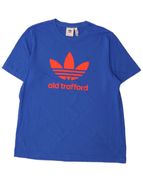 Męska koszulka z grafiką Adidas Manchester United, XL, niebieska, bawełniana