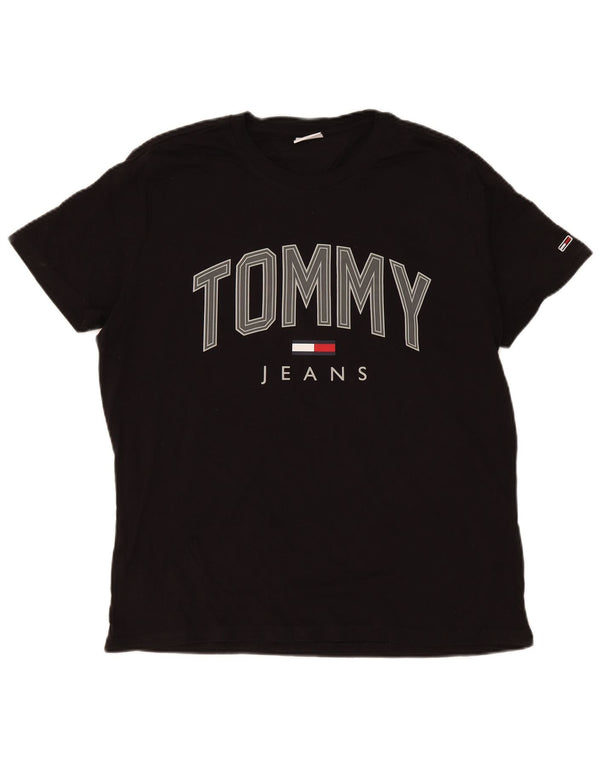 Męska koszulka z grafiką Tommy Hilfiger Top XL, czarna, bawełniana