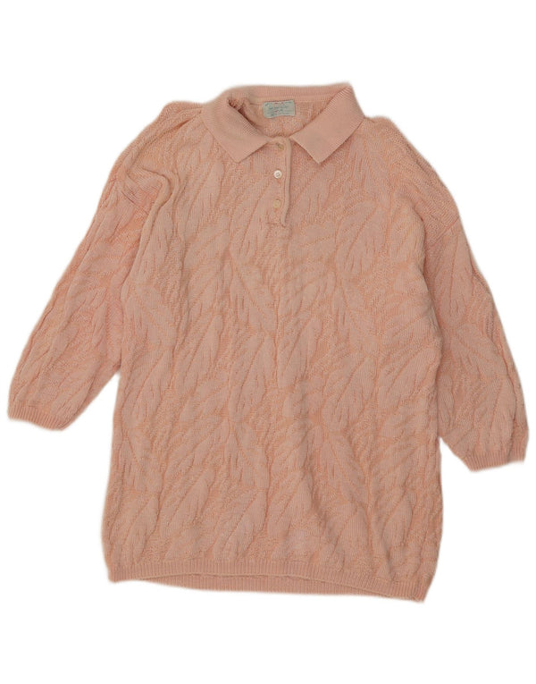 Damski sweter polo Benetton z abstrakcyjnym wzorem IT 48 XL, różowy
