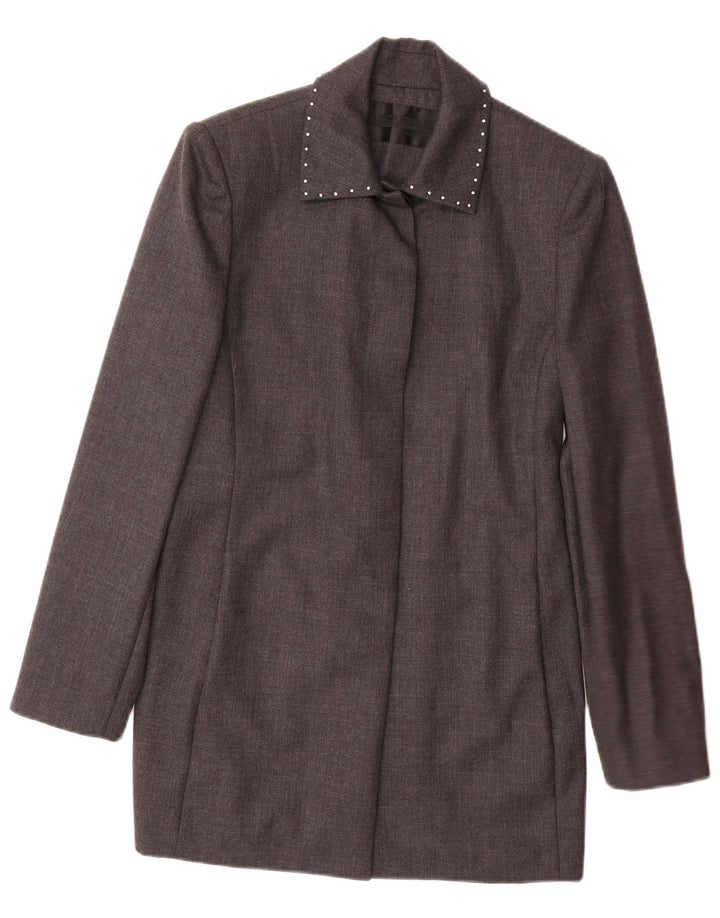 PANCALDI & B Womens Longline Blazer Jacket IT 42 Medium Grey Virgin Wool
