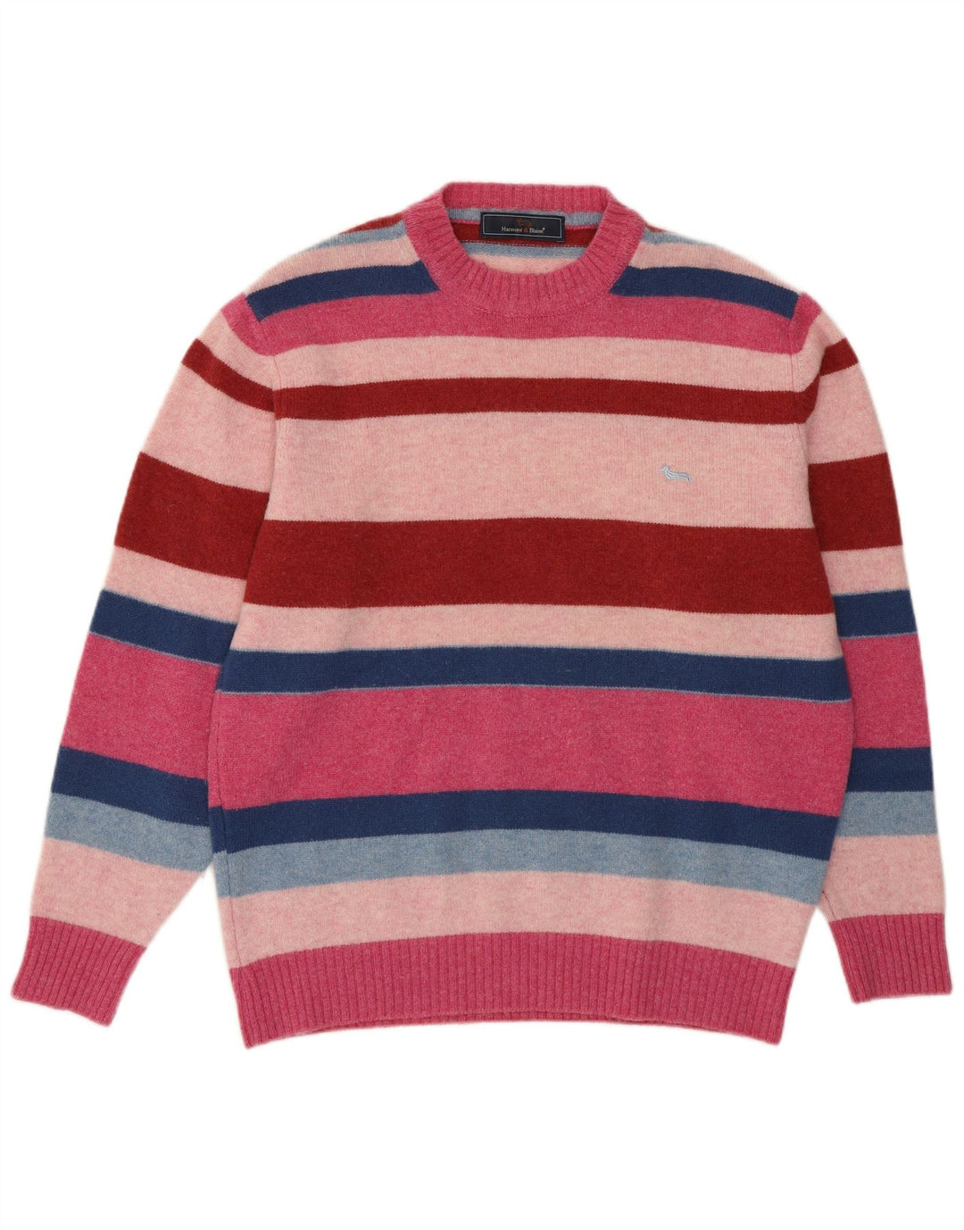 Męski sweter z okrągłym dekoltem Harmont & Blaine w średnie, wielokolorowe paski