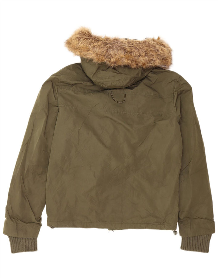 SUPERDRY Męska kurtka wiatrówka z kapturem UK 36, mała, khaki, poliester