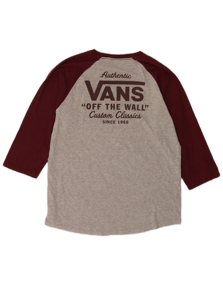 Męski top Vans z grafiką, rękawem 3/4, dużą, szarą, bawełnianą w bloki kolorów