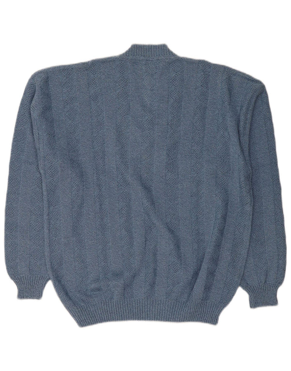 Damski sweter z dekoltem w kształcie litery V, Lasa IT 46/48, duży niebieski Argyle/Diament