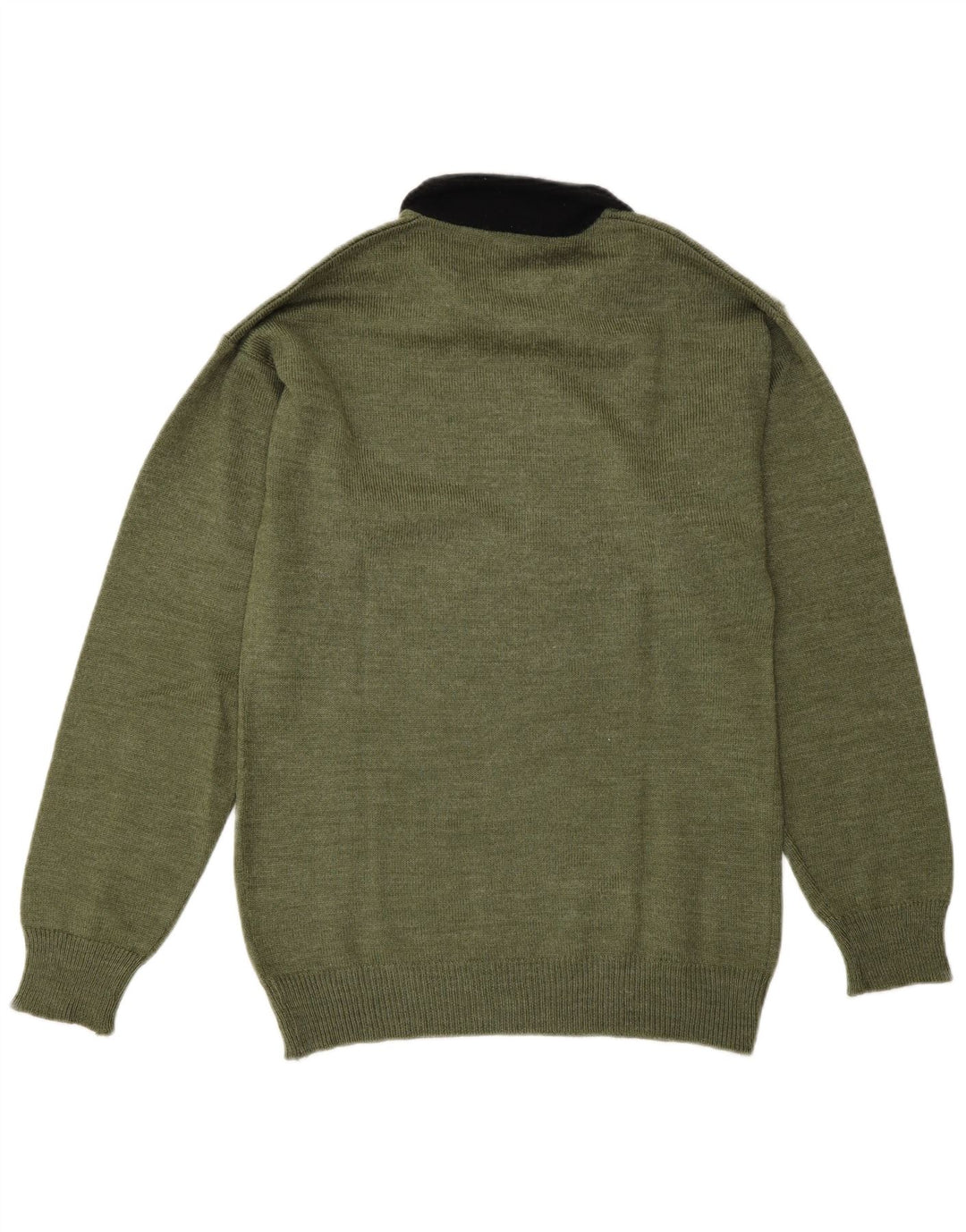 Męski sweter z golfem w stylu vintage, średnio zielony, w blokach kolorów