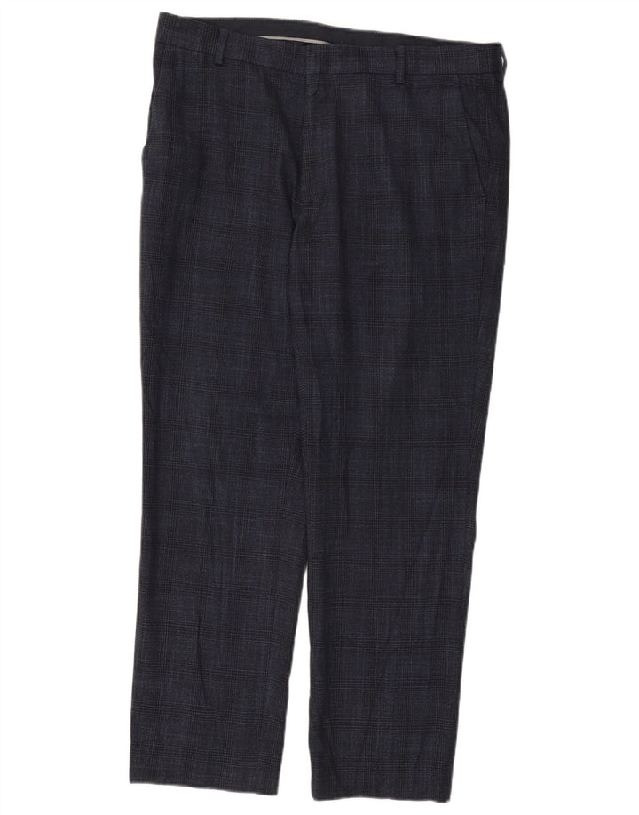 Męskie spodnie chino Marks & Spencer W34 L29 granatowe w pepitkę