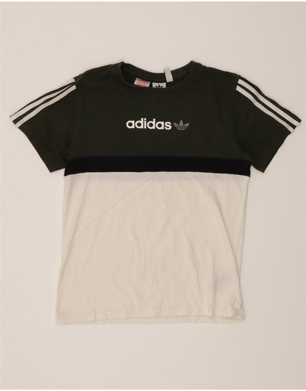 Chłopięca koszulka z grafiką Adidas Top 13-14 lat, biała, z blokami kolorów