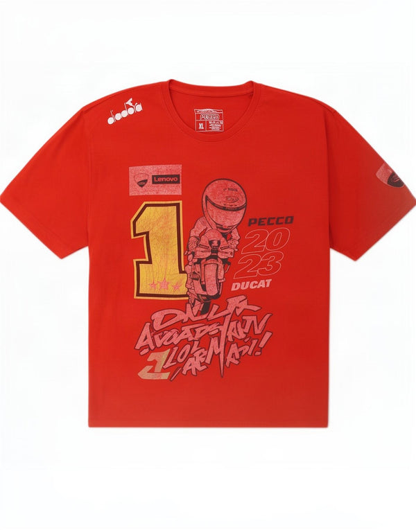 Damska koszulka z grafiką Ducati Top UK 18 XL, czerwona bawełna