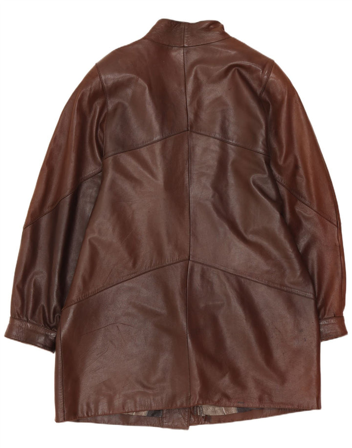 Vintage damski płaszcz skórzany oversize UK 14 średni brąz