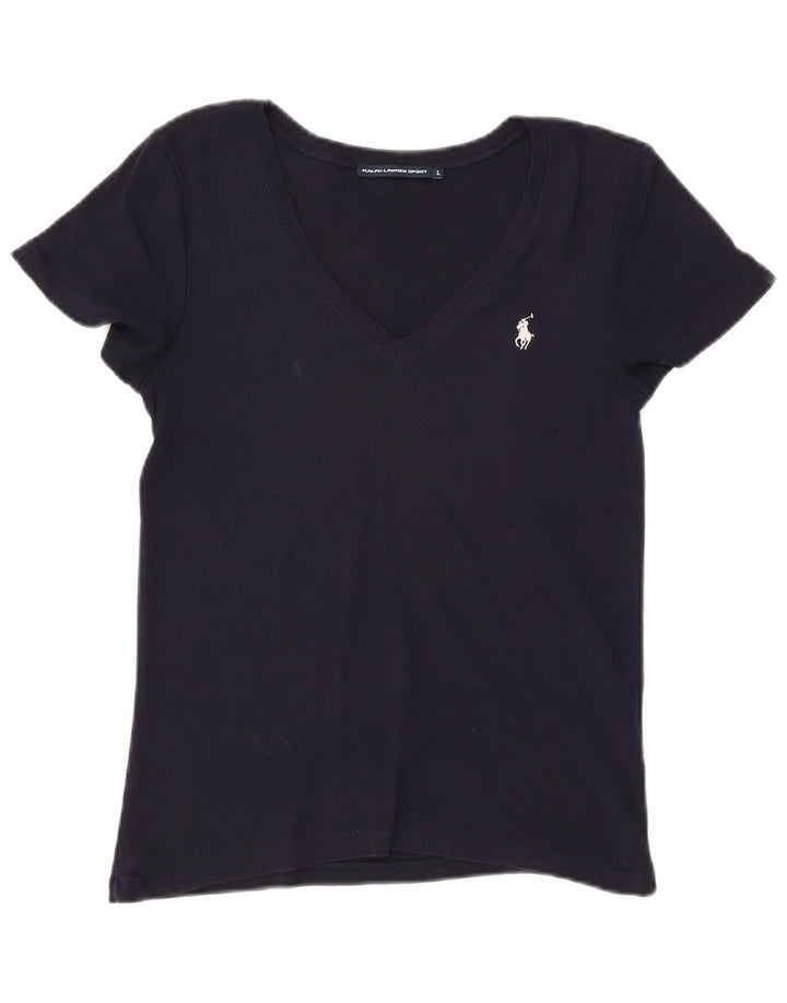 RALPH LAUREN T-shirt damski Top UK 14, duży, granatowy, bawełniany