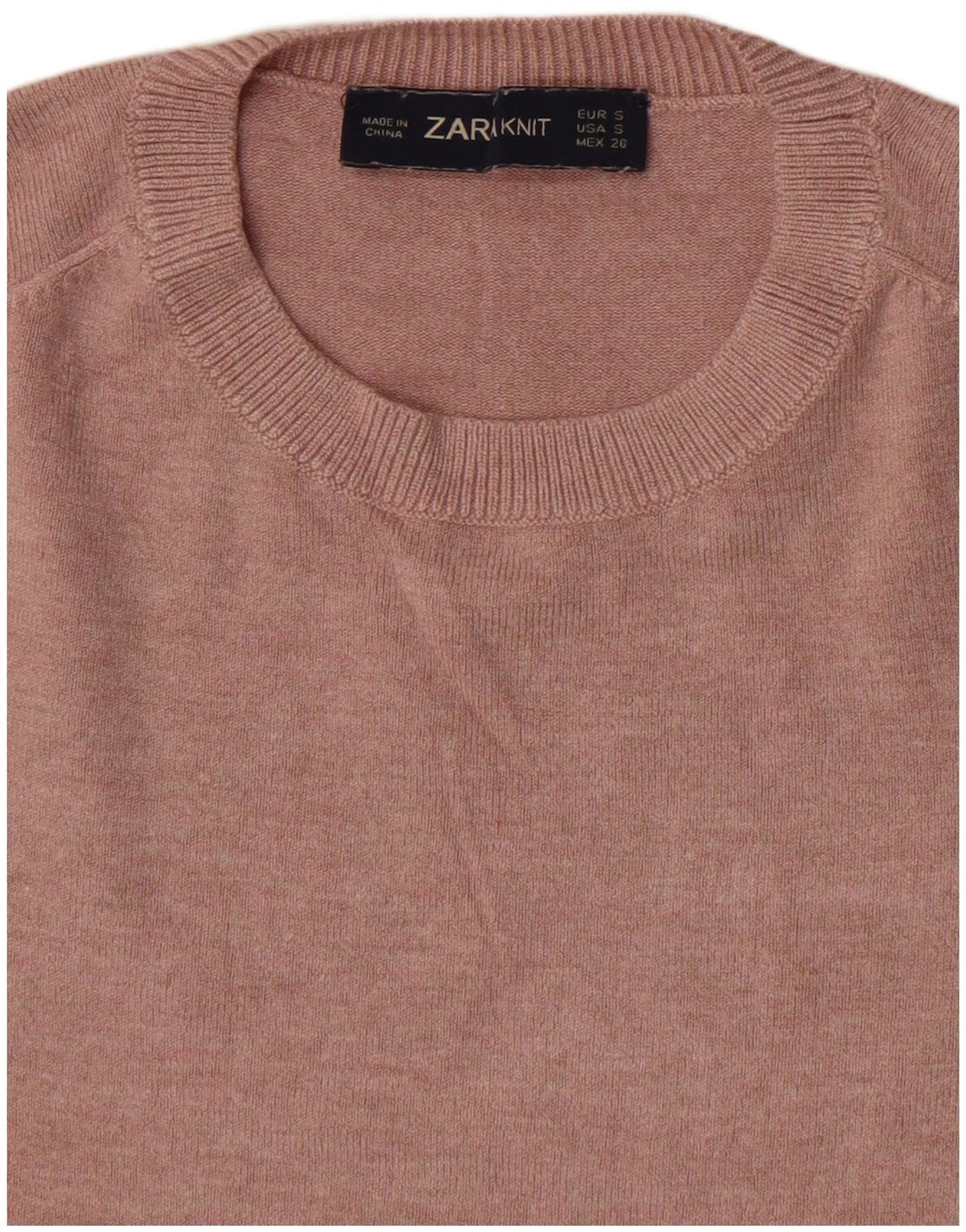 Sweter damski Zara z okrągłym dekoltem UK 8, mały róż
