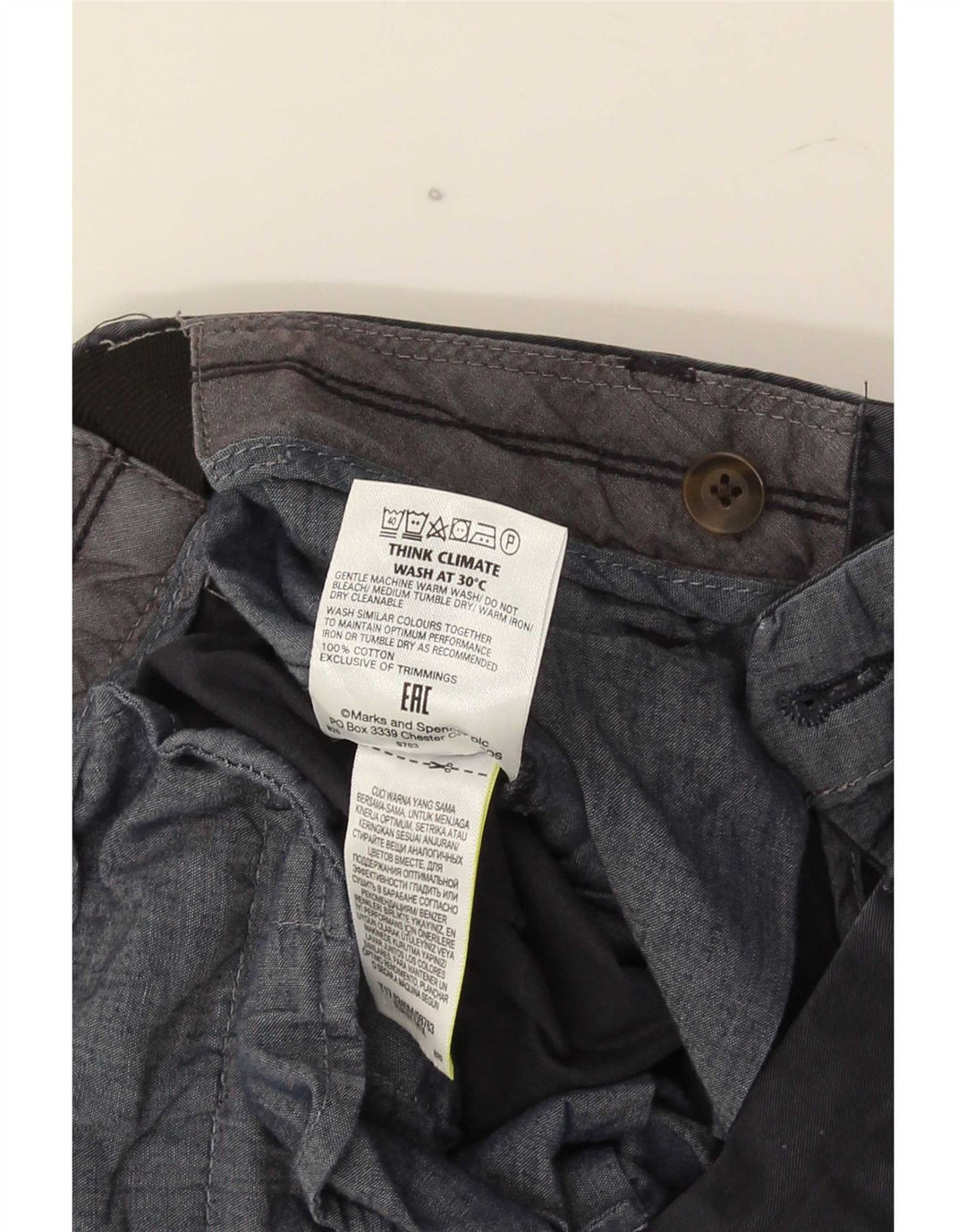 Męskie spodnie typu chino Regular Marks & Spencer W34 L29 Granatowa bawełna