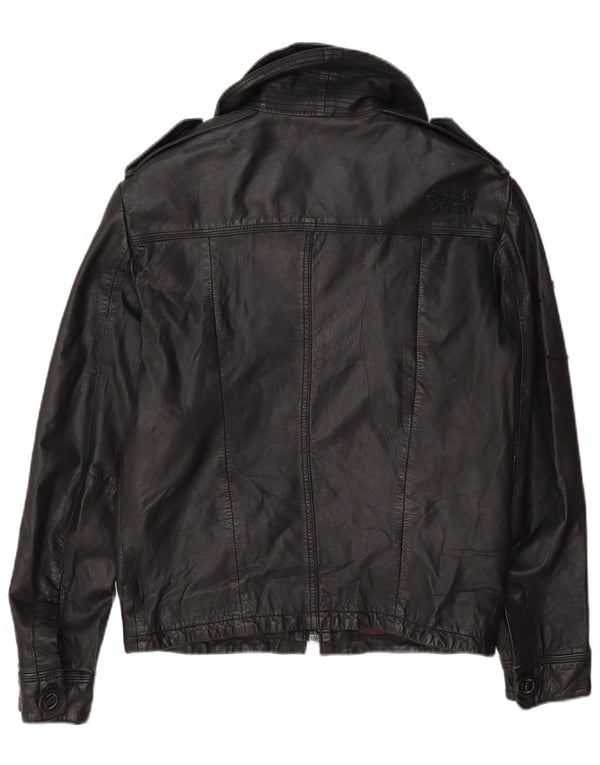 Damska kurtka wojskowa skórzana Superdry UK 10, mała czarna
