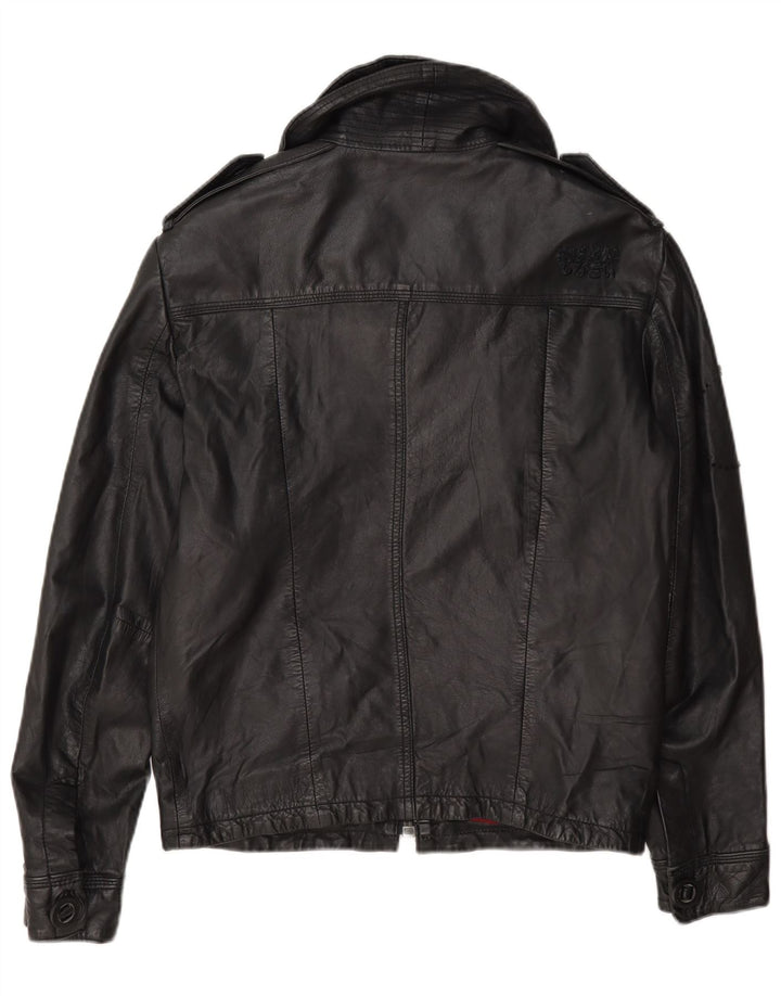 Damska kurtka wojskowa skórzana Superdry UK 10, mała czarna