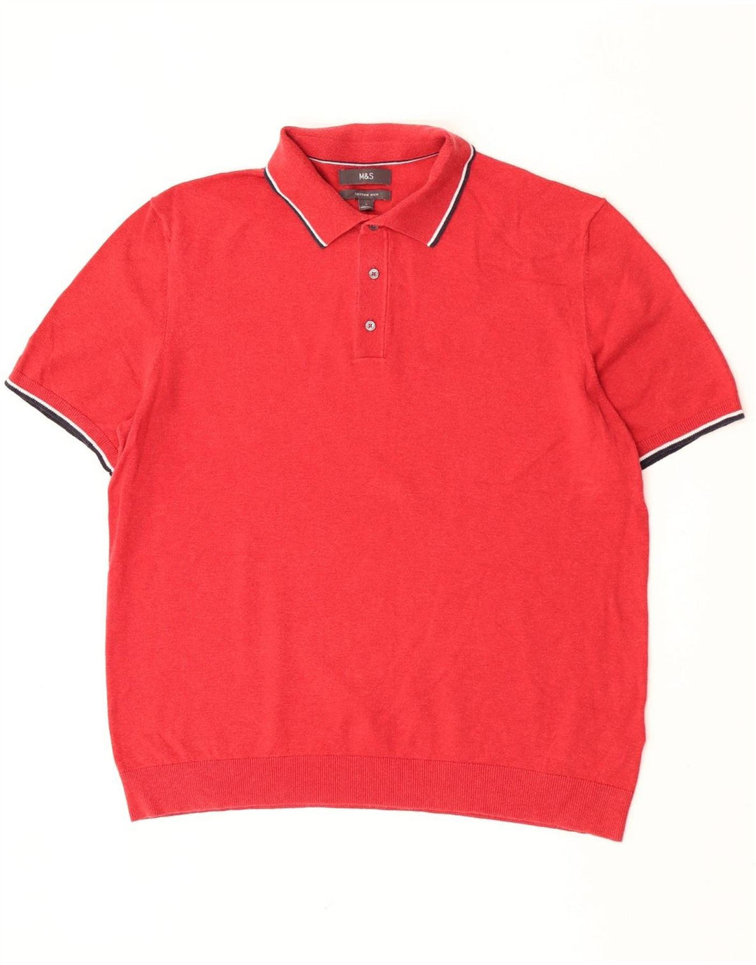 Marks & Spencer Męski sweter polo w duże czerwone paski