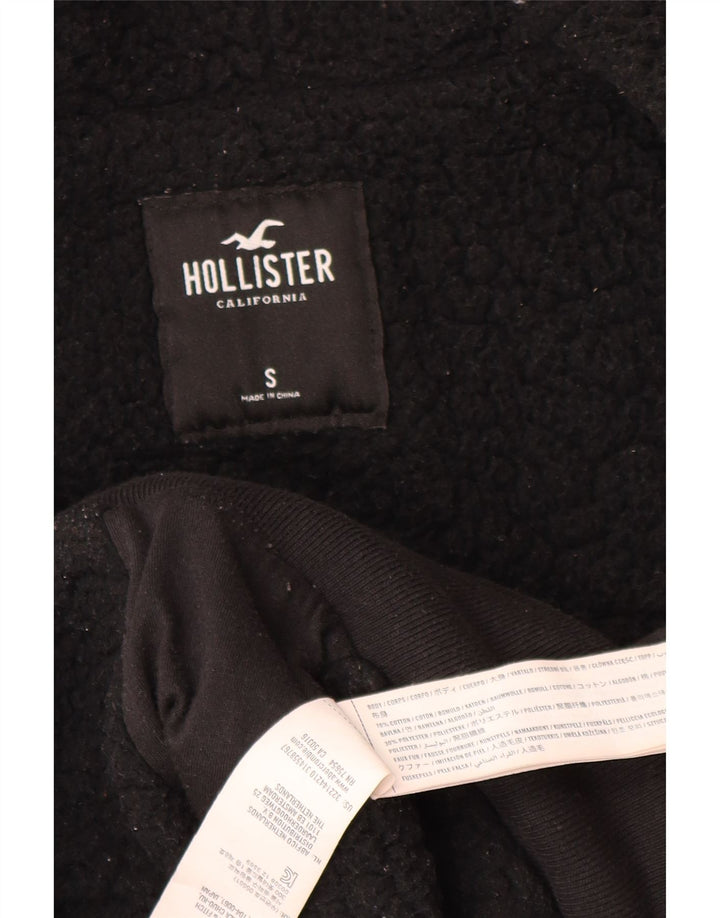 Męski sweter HOLLISTER z grafiką i zamkiem błyskawicznym, mały, czarny, bawełniany