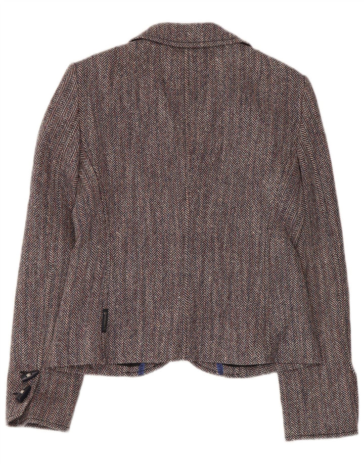 ARMANI JEANS Damska marynarka zapinana na 4 guziki IT 42 Średnioszara jodełka