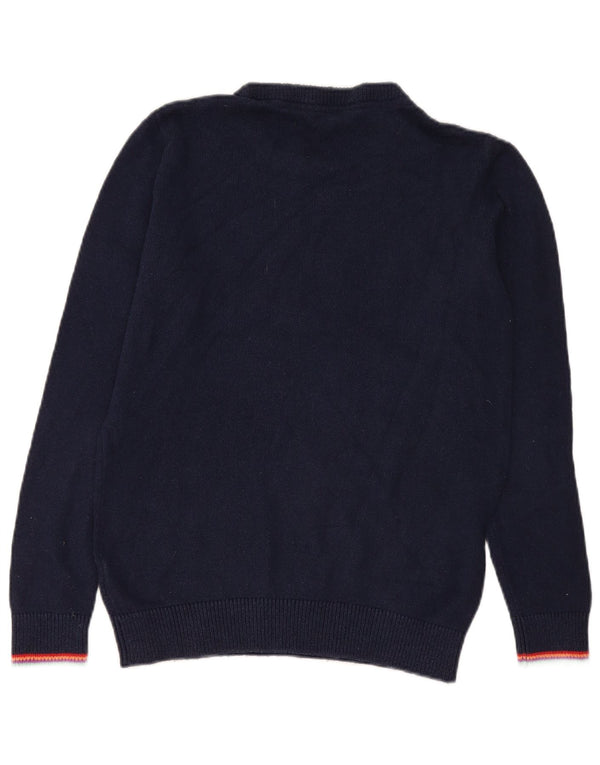 Crew Clothing Damski sweter z graficznym dekoltem UK 12, średni granatowy