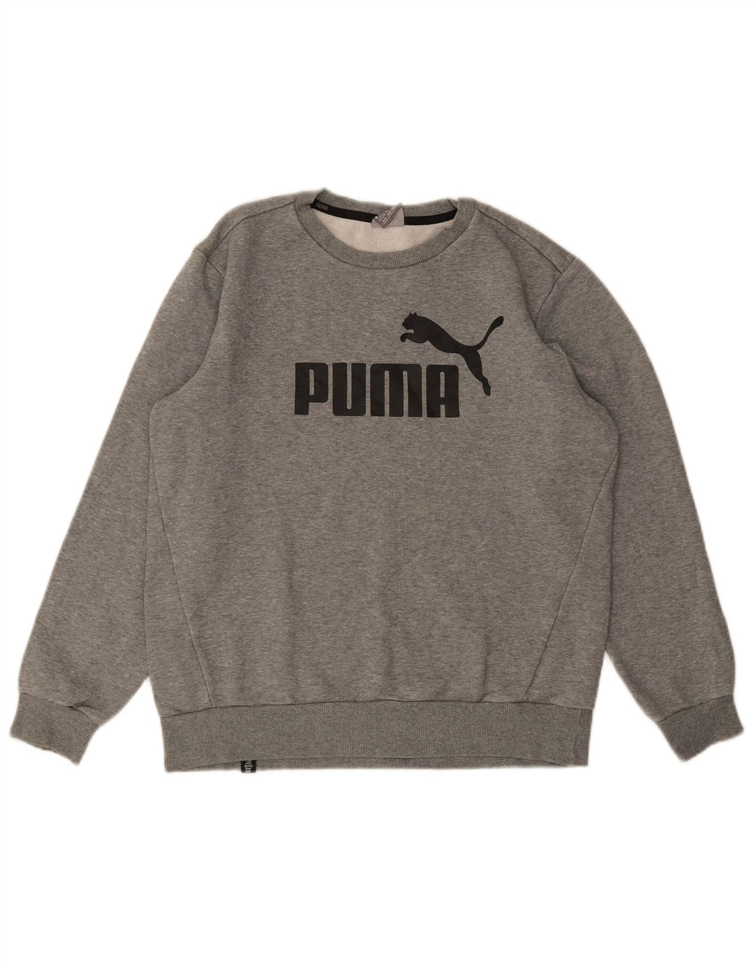 Męski sweter z grafiką PUMA, średnioszary, bawełniany nakrapiany