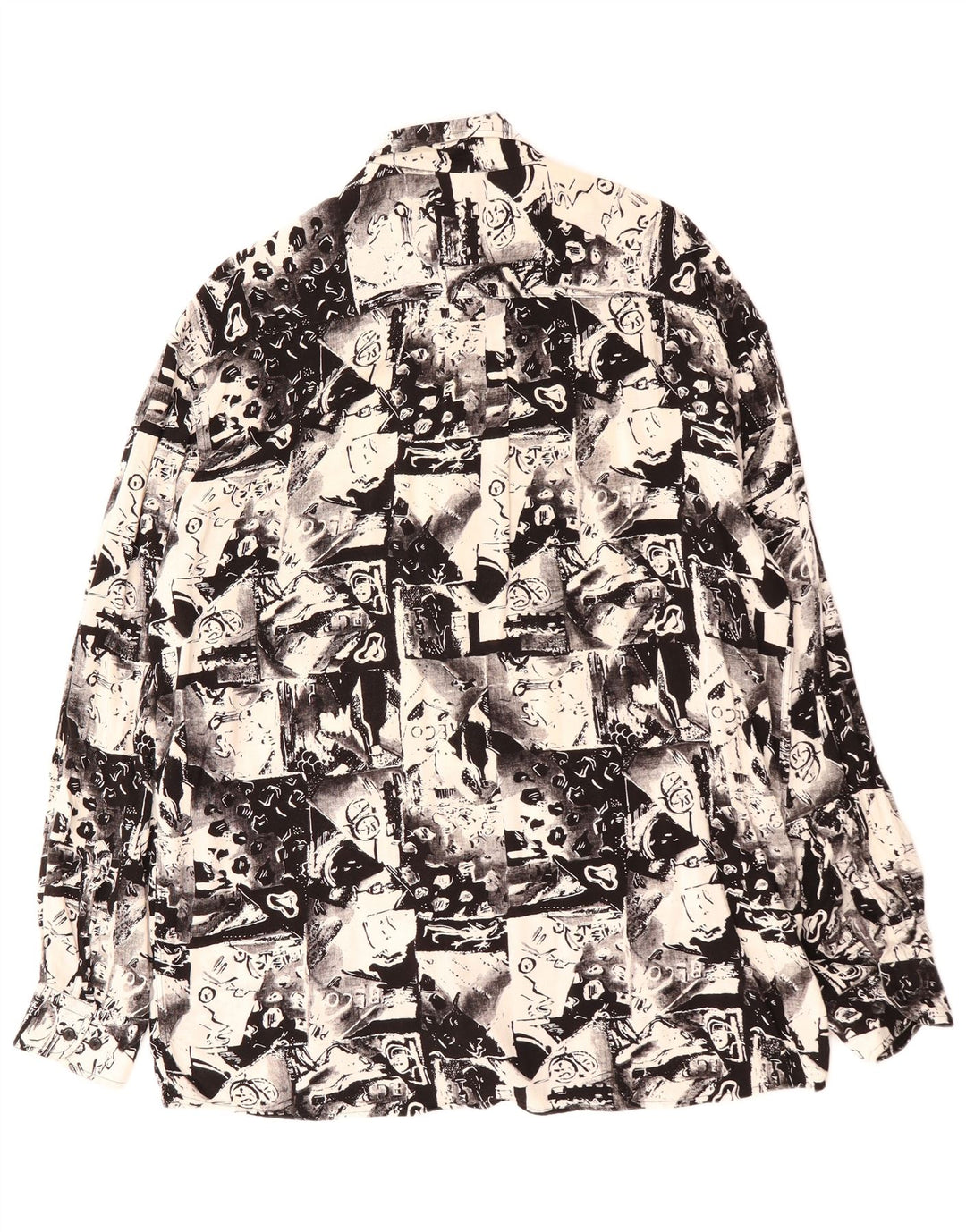 Koszula męska VINTAGE w abstrakcyjny wzór, rozmiar 41, duża czarna