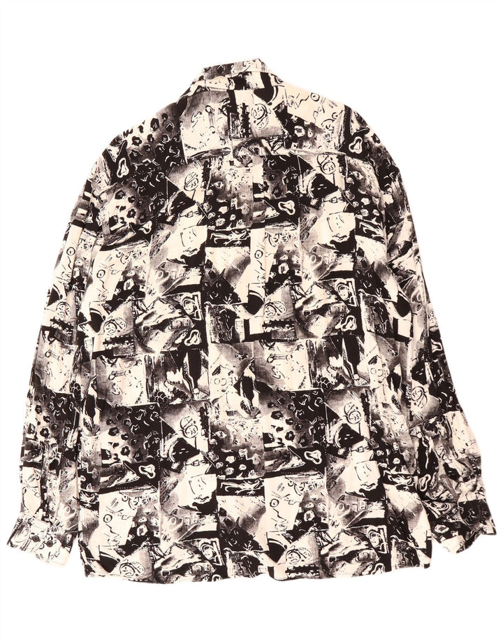 Koszula męska VINTAGE w abstrakcyjny wzór, rozmiar 41, duża czarna