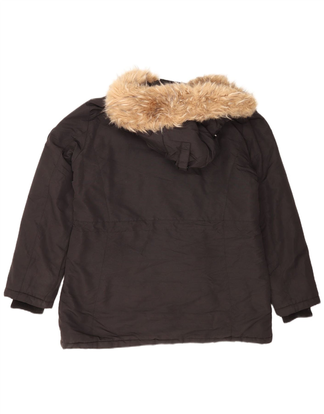 Damska kurtka typu parka Superdry z kapturem, oversize UK 16, duża, czarna nylonowa