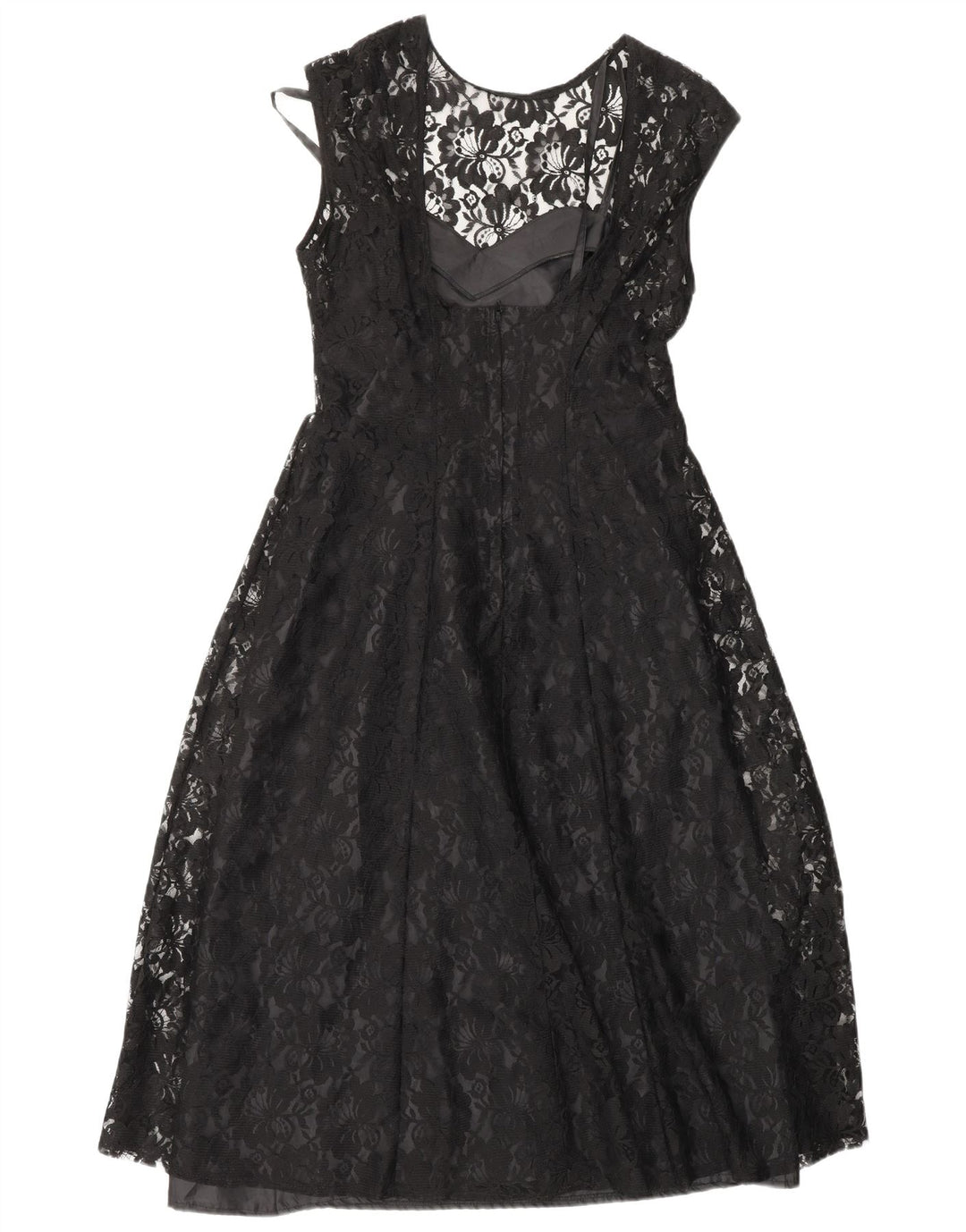 KLASYCZNA damska sukienka o linii A UK 12 Średni czarny kwiatowy nylon