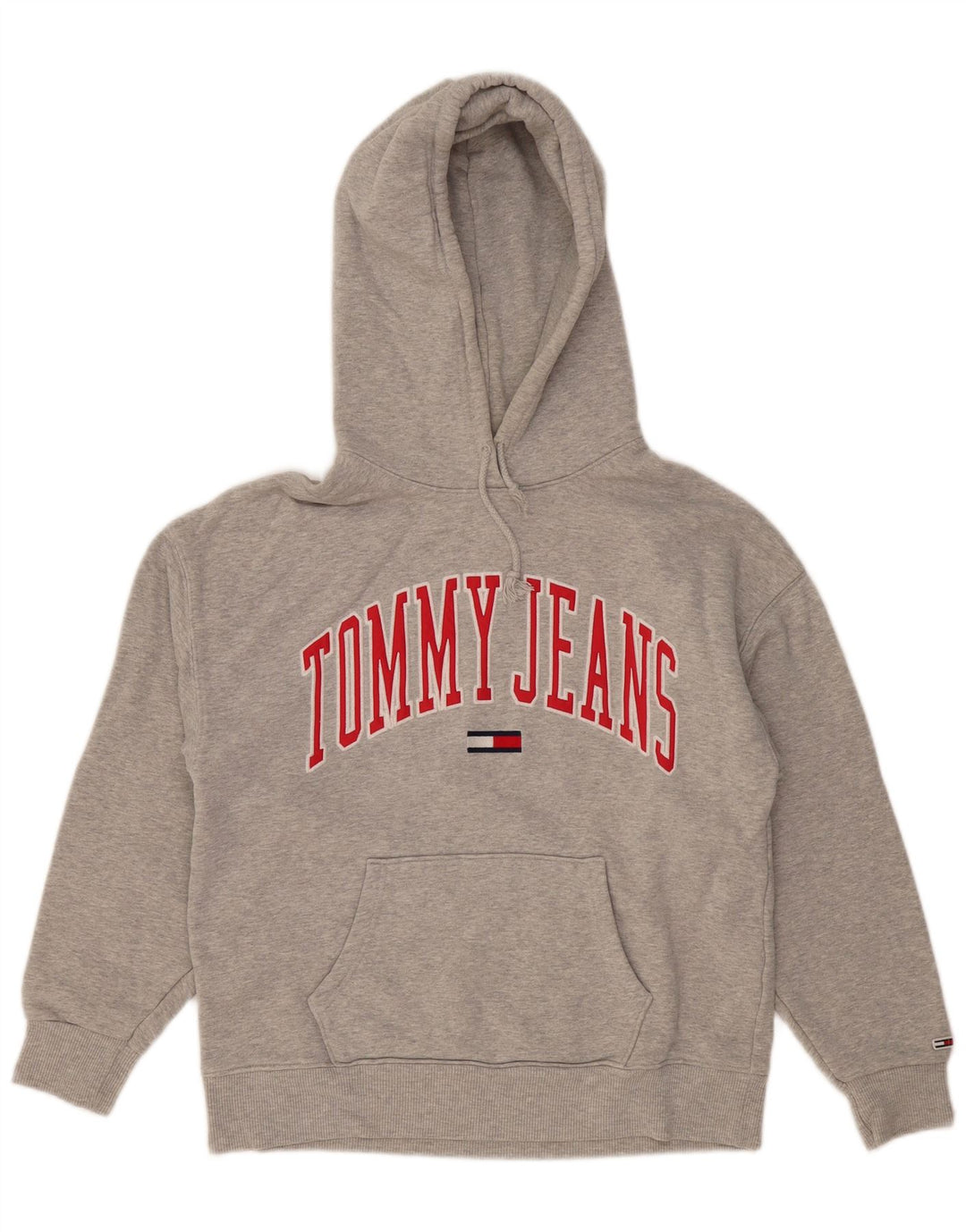 Męski sweter z kapturem i grafiką TOMMY HILFIGER, mały, szary, bawełniany