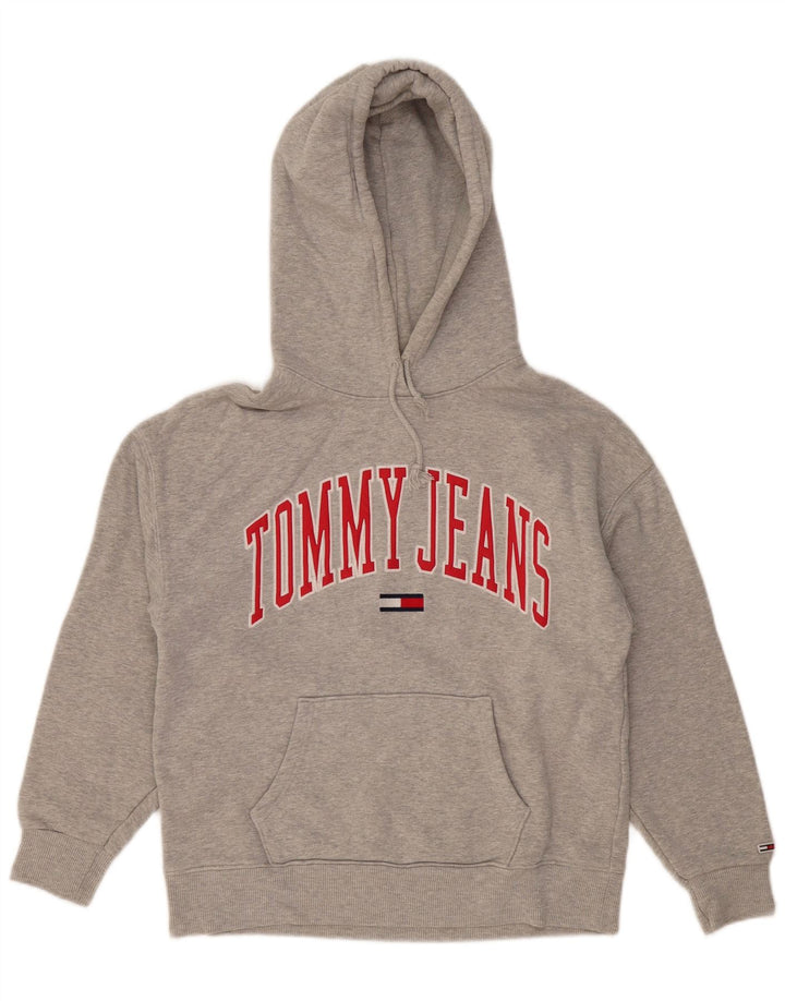 Męski sweter z kapturem i grafiką TOMMY HILFIGER, mały, szary, bawełniany