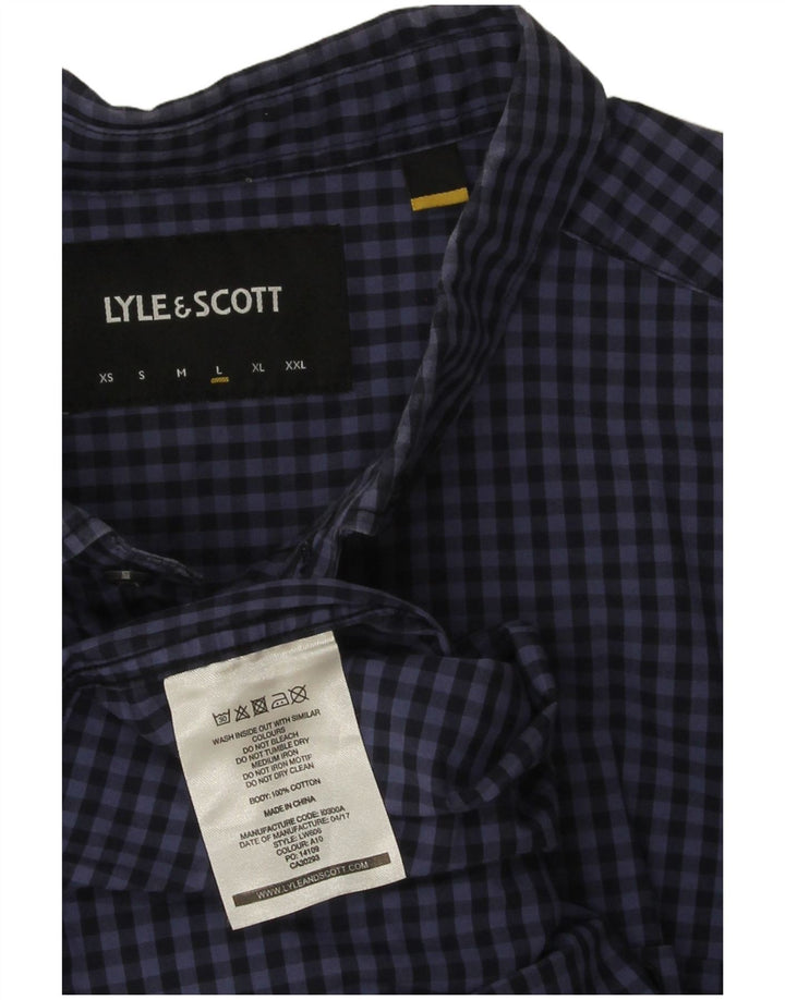 Koszula męska Lyle & Scott, duża, granatowa, bawełniana w kratkę