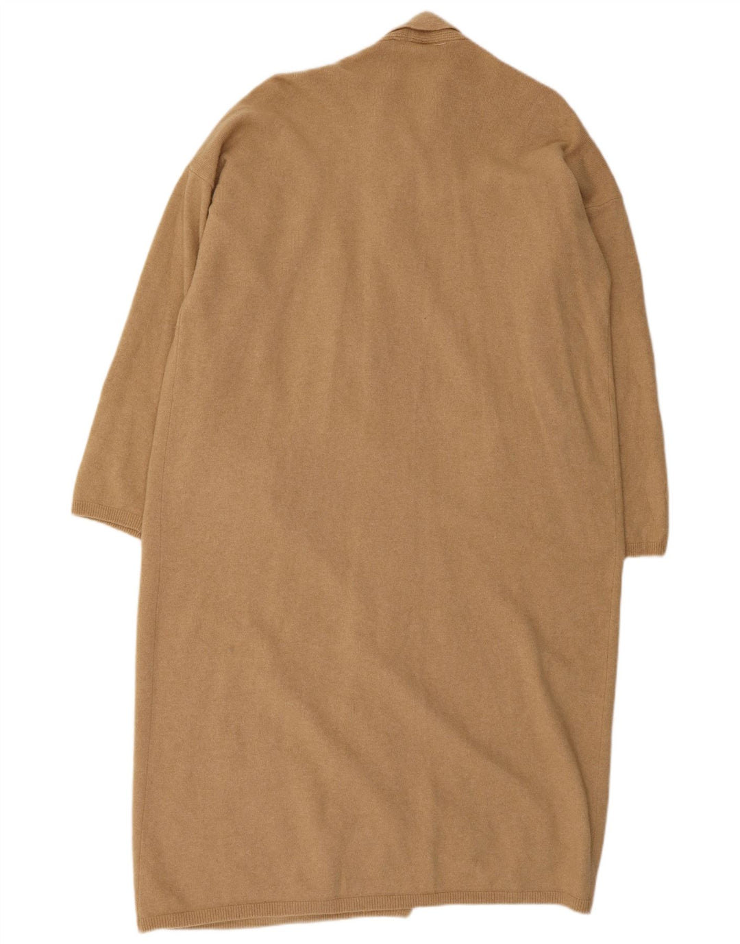 Damski sweter rozpinany Benetton Longline Open Cardigan UK 16, duży, beżowy, wełniany