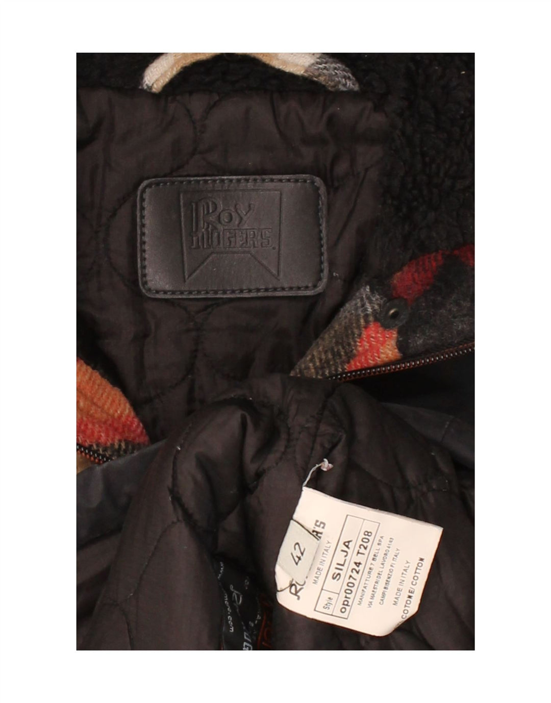 ROY ROGERS Womens Hooded Bomber Jacket IT 42 Medium Black Check Cotton Vintage Roy Rogers and Second-Hand Roy Rogers from Messina Hembry 