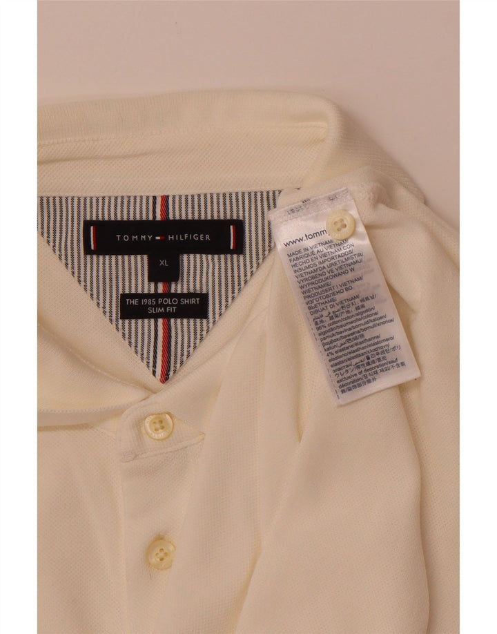 Męska koszulka polo slim fit TOMMY HILFIGER XL w kolorze złamanej bieli, bawełniana