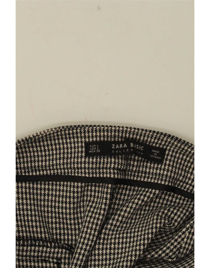 Damskie spodnie typu slim casual Zara, duże, W30 L26, czarne w pepitkę