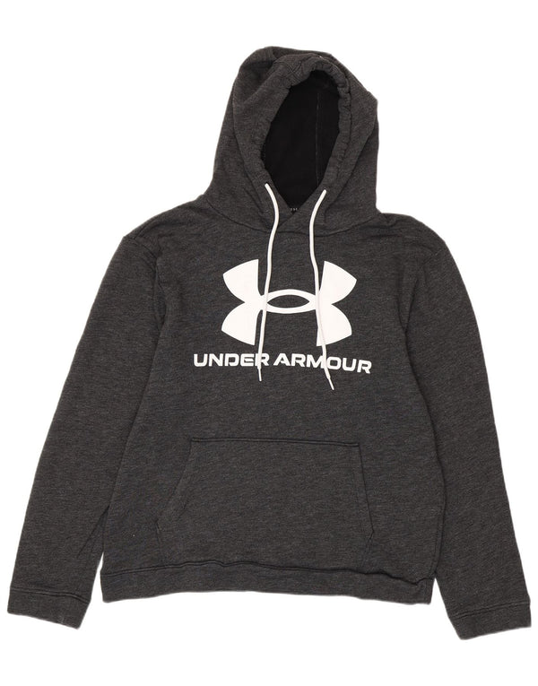 UNDER ARMOUR Męski sweter z kapturem i grafiką o luźnym kroju, duży, szary, nakrapiany
